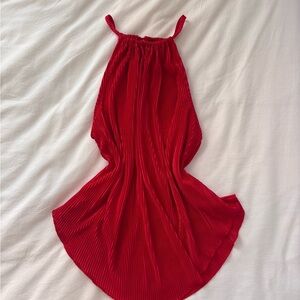 Red Pleated Halter Top